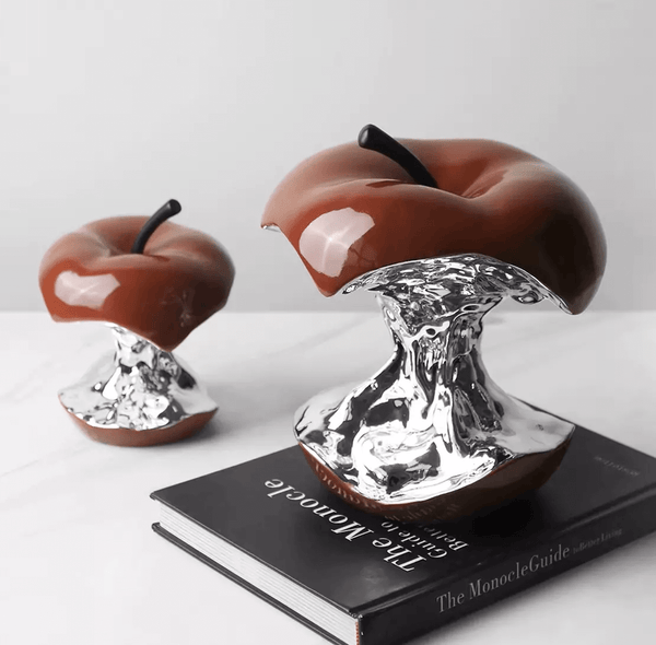  Half-eaten apple mold on a metallic base, made from high-quality silicone for resin, soap, and candle casting.

