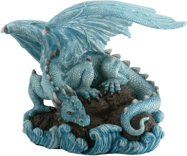 Blue dragon figure with wings extended and tail curled, created using silicone mold with fantasy styling


