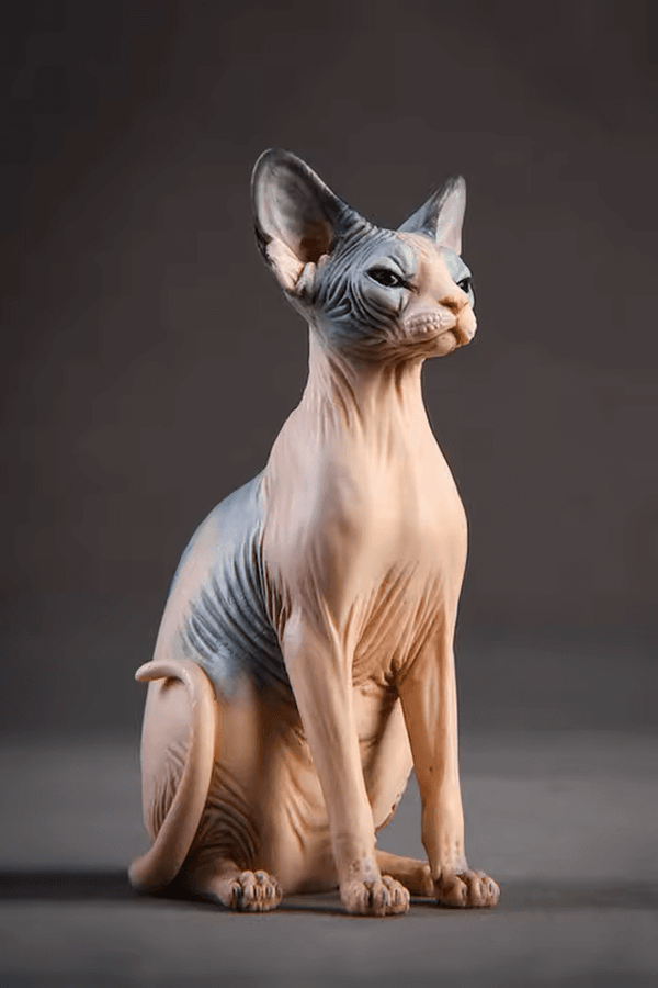 Sphinx cat silicone mold for resin crafts, designed to create detailed Egyptian cat figurines, shown with finished sample for reference.

