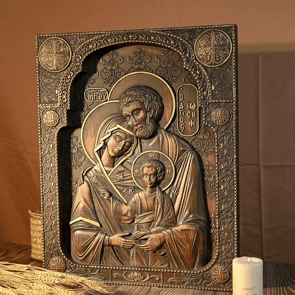 10 in , thickness: 2 in Resin, plaster, candle, soap mold,Holy Family mold