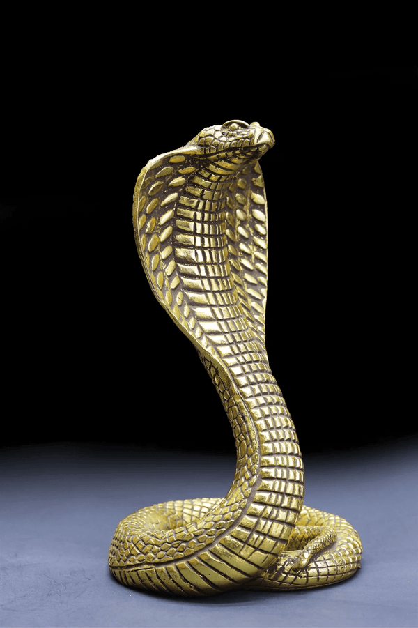 King Cobra silicone mold for resin, soap, plaster, and candle crafts, shown with finished figure for reference.

