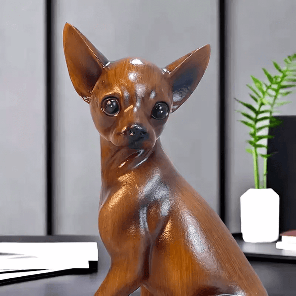 Chihuahua silicone mold for resin crafts, ideal for creating detailed dog figurines, shown with finished sample for reference.