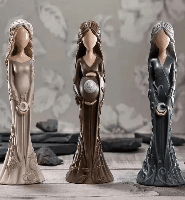 triple mother goddess statue set  Resin, plaster, soap, candle mold