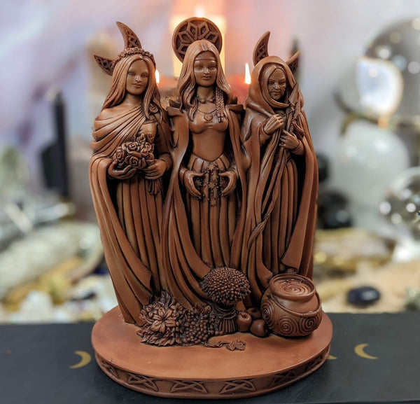 11 in Witch Statue Triple Moon Goddess mold Resin, plaster, soap, beeswax candle mold