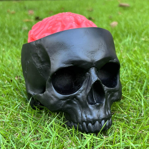  Skeleton head mold with removable brain, ideal for resin, plaster, soap, and candle casting.

