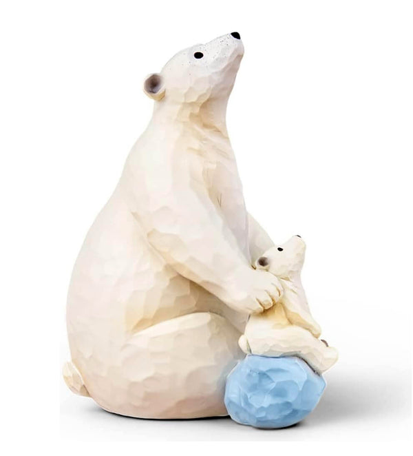 Bear silicone mold featuring a polar bear with cub on an ice-like base, ideal for resin art and wildlife-themed decor.

