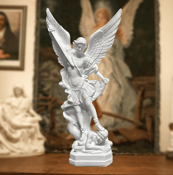 12.4 in St Michael Statue Resin, plaster, beeswax candle, soap mold