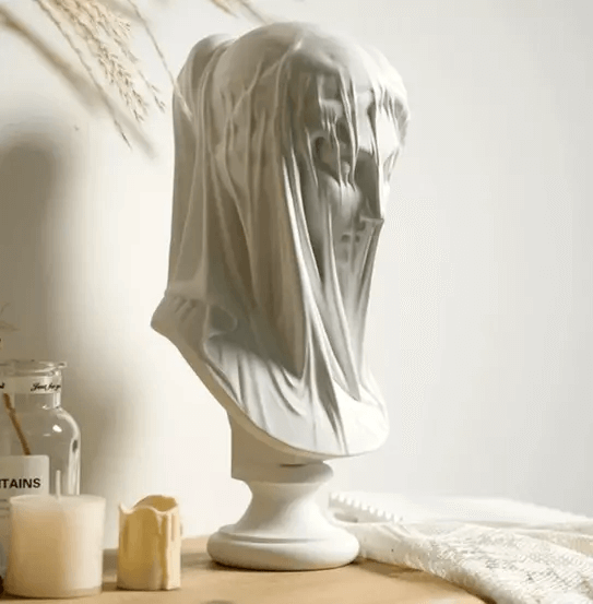 Big Size 13 in Veiled Lady Bust Greek Goddess Resin, plaster, candle, soap mold