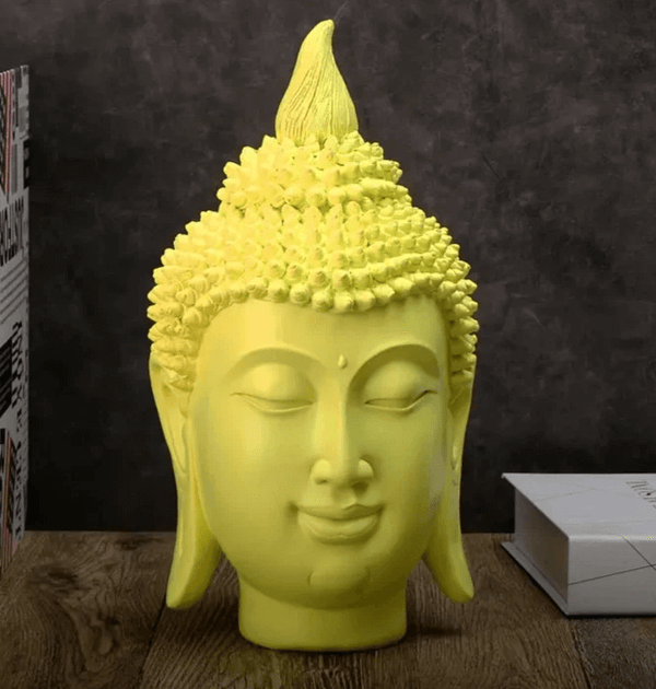 Silicone mold for making a Buddha head statue with serene face and detailed hair texture, suitable for resin casting, plaster art, soap making, and candle making