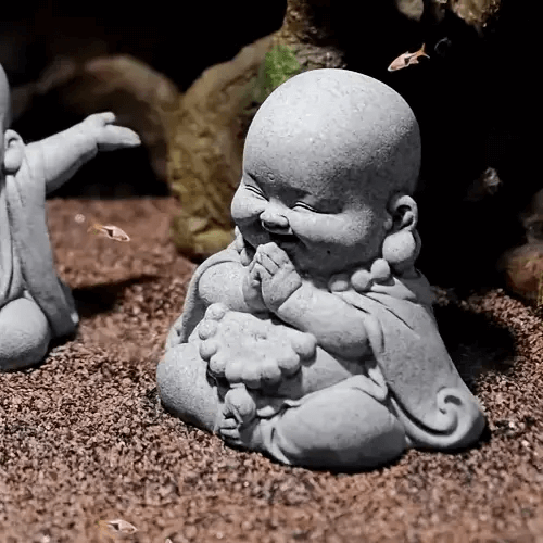  Smiling Buddha silicone mold, perfect for resin, plaster, and candle casting with joyful expression and prayer beads.

