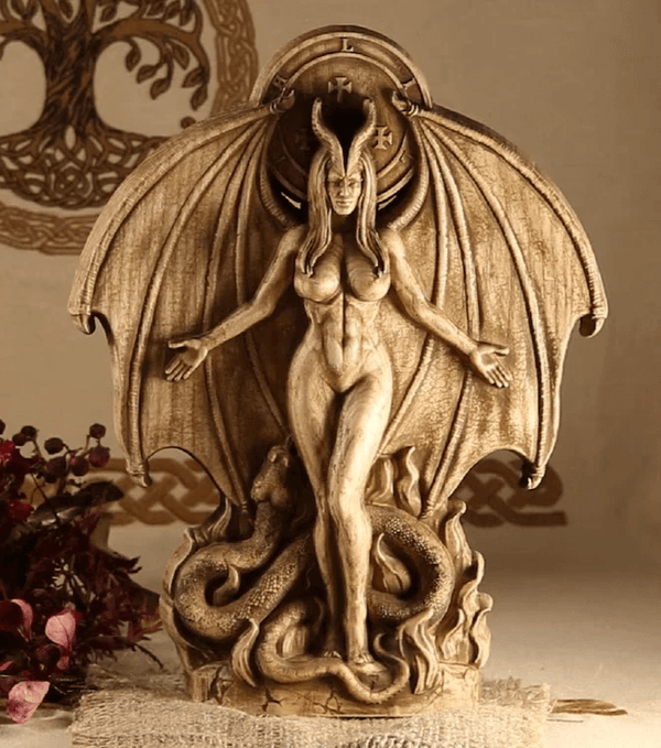Lilith, Hel Goddess mold with wings and serpent, created using a silicone mold for resin, soap, plaster, and candle making