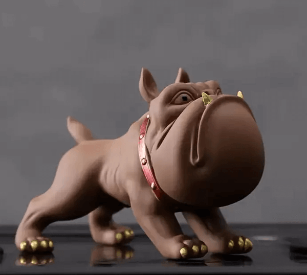 Cartoon-style bulldog silicone mold, perfect for crafting detailed resin sculptures with an oversized head and collar.

