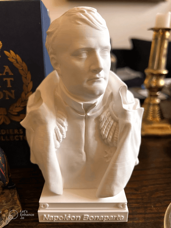 Classic white bust of Napoleon Bonaparte with military coat and sculpted epaulets, created using a high-quality silicone mold for resin or candle making