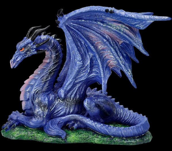 Large winged dragon figure with curled tail and detailed scales, created using silicone mold for fantasy-themed decor


